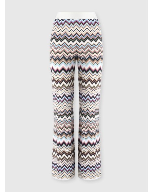 Missoni White Straight-Leg Viscose And Wool Chevron Trousers