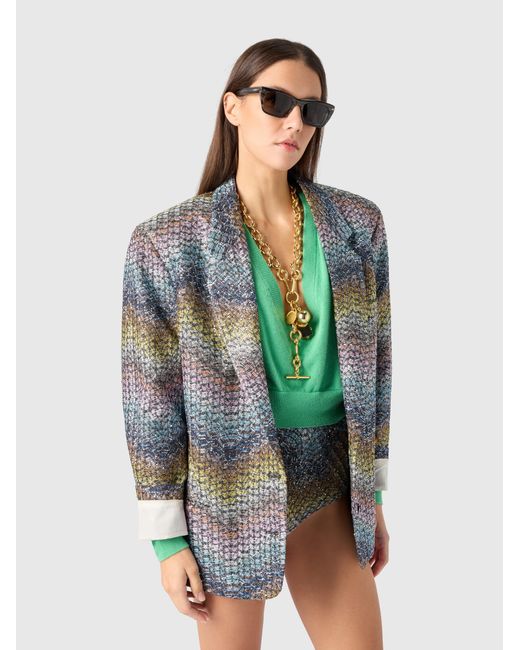 Missoni Blue Oversized Single-Breasted Blazer