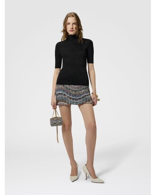 Missoni Gray Wool-Blend Lamé Mini Skirt With Sequins