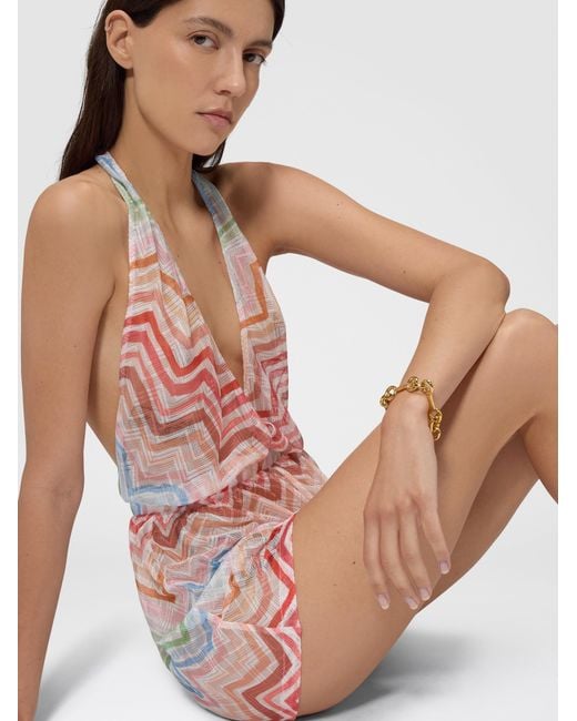 Missoni Pink Short Zig Zag Printed Cover-Up Jumpsuit