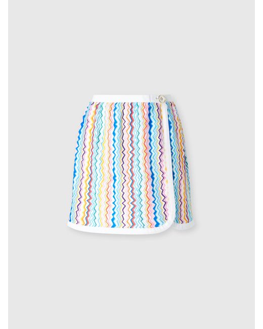Minigonna A Portafoglio Con Motivo A Zig Zag, Donna, Taglia di Missoni in Blue