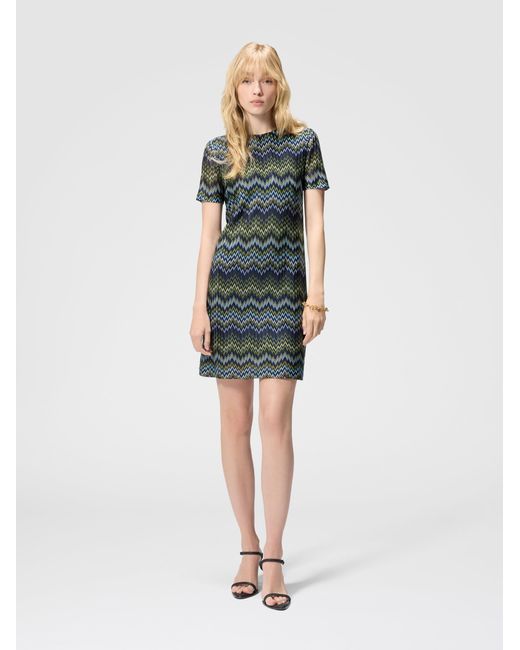 Missoni Green Short-Sleeve Viscose Mini Dress