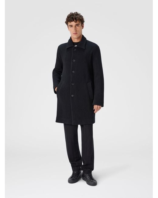 Missoni Blue Double Knit Coat With Zigzag Pattern for men