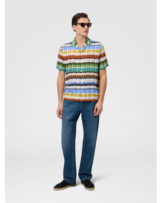 Missoni Gray Zig Zag Viscose Bowling Shirt for men