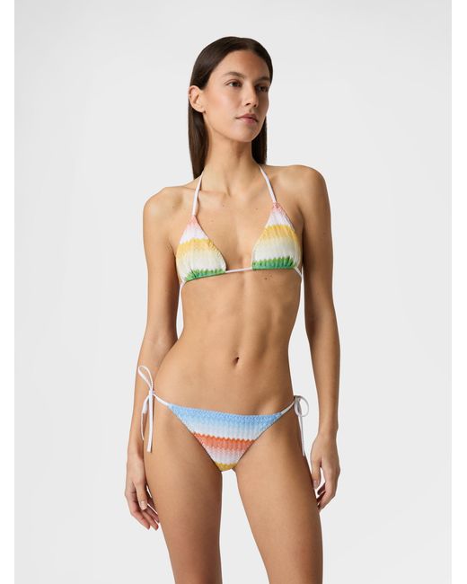 Missoni White Triangle Bikini With Dégradé Zig Zag Motif