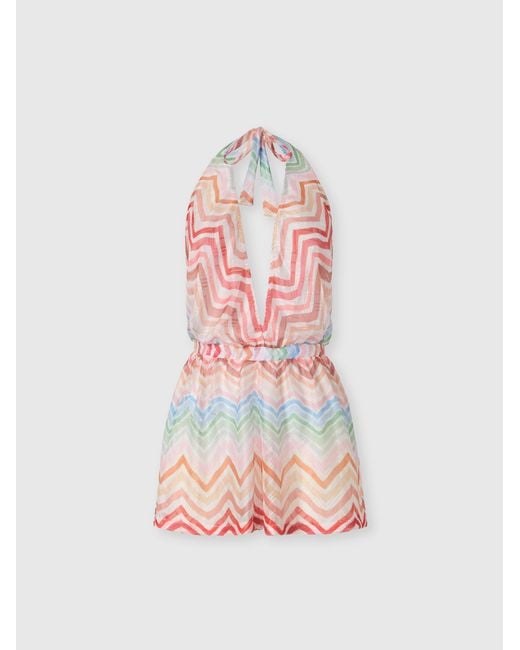 Missoni Pink Short Zig Zag Printed Cover-Up Jumpsuit