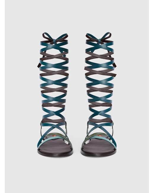 Missoni Blue Ankle-Wrap Sandals