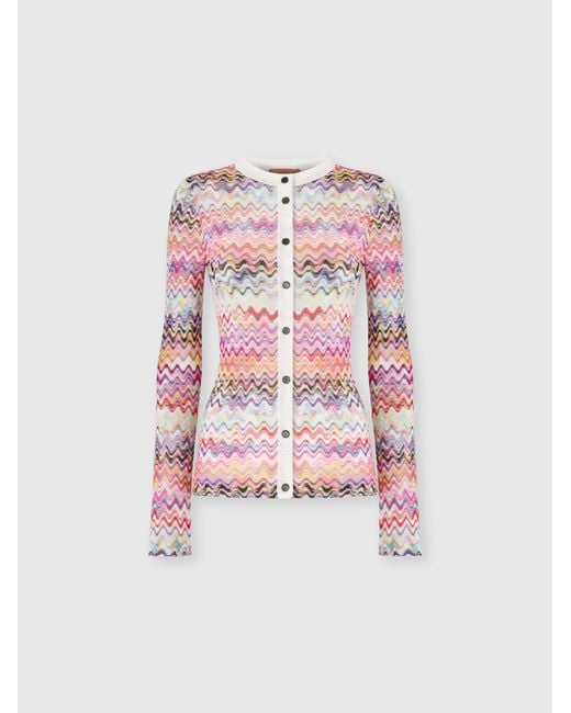 Missoni Pink Slim-Fit Crewneck Buttoned Cardigan