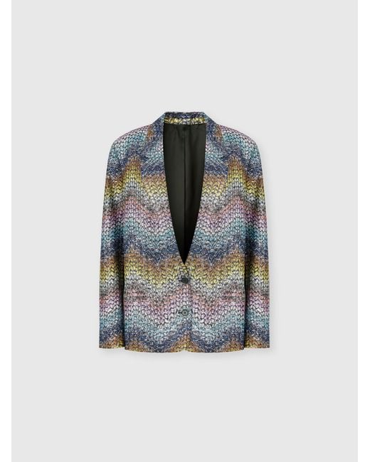 Missoni Blue Oversized Single-Breasted Blazer