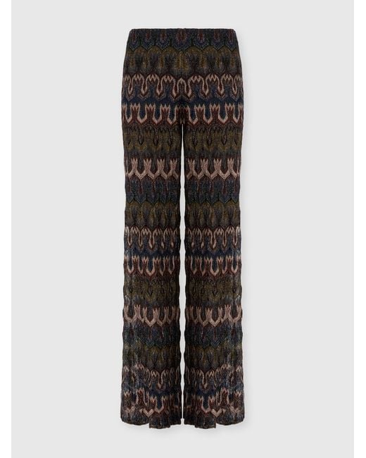Missoni Black Viscose Lamé Trousers With Arabesque Motif