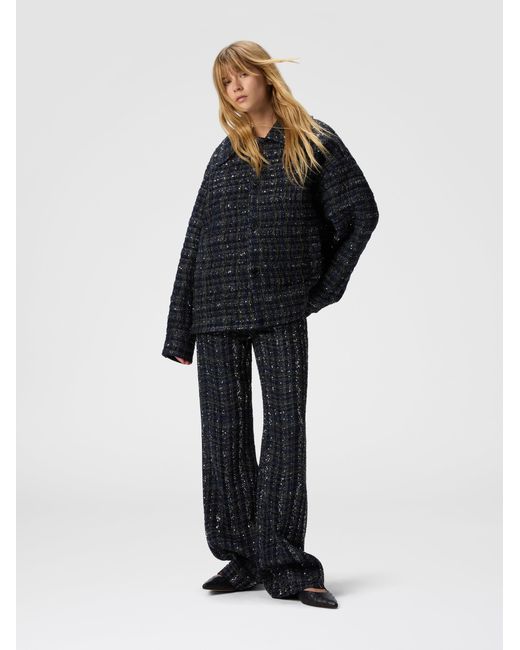 Missoni Blue Overshirt With Wave Check Pattern