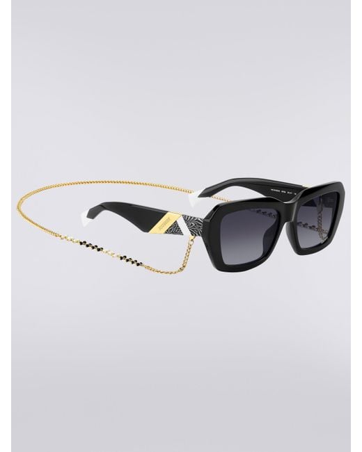 Missoni Gray Square Acetate Sunglasses With A Metal Chain