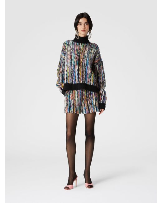 Missoni Blue Wool And Mohair Bouclé Shorts, & Multicoloured