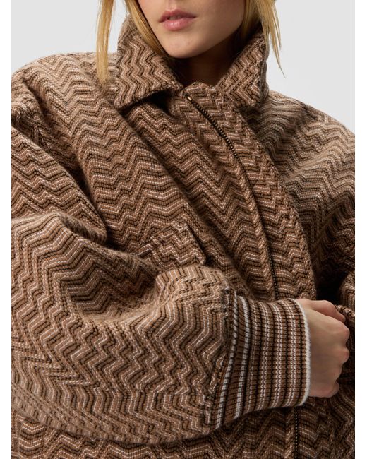 Missoni Brown Bomber Jacket With Irregular Chevron Pattern