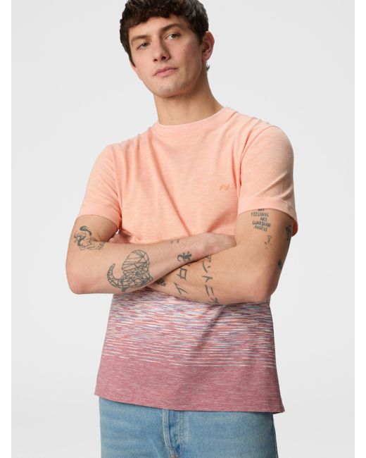 Missoni T-Shirt Mit Rundhalsausschnitt Aus Geflammter Baumwolle Und Leinen Mit Zickzack-Stickerei, Herren, & Rot, Größe in Pink für Herren