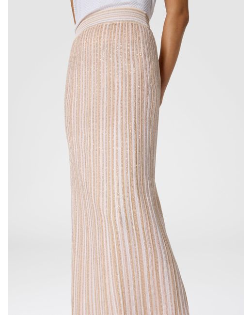 Missoni Pink Long Skirt With Lamé Stripes