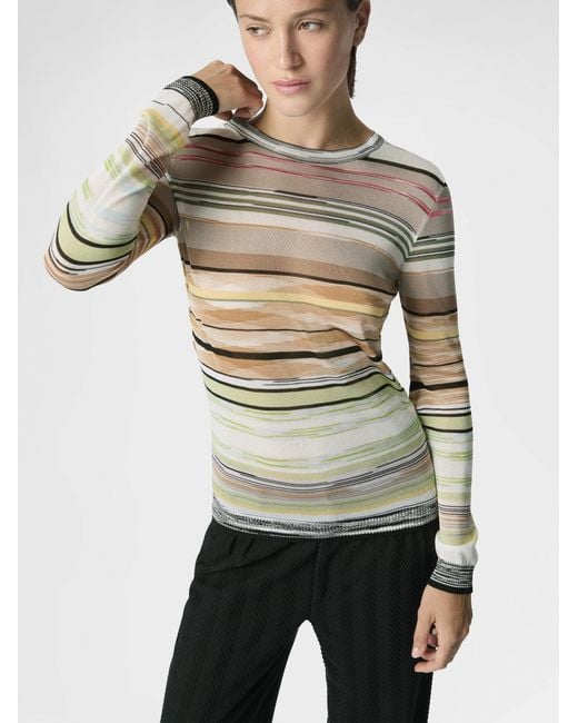 Missoni White Striped Flame Viscose Crewneck Sweater