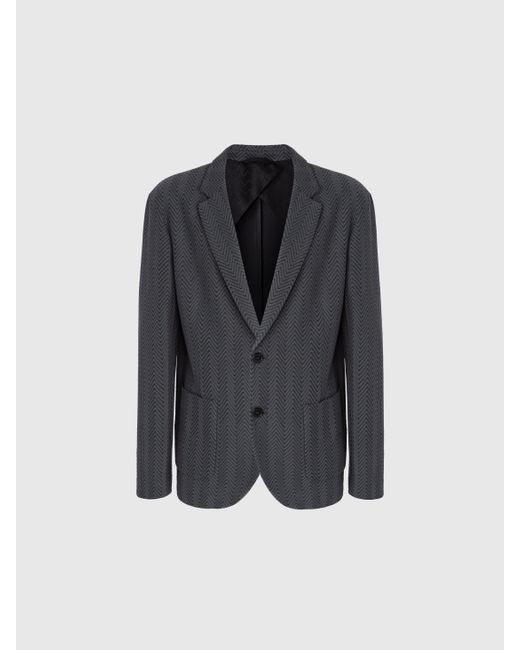 Missoni Black Single-Breasted Jacket With Zigzag Pattern for men