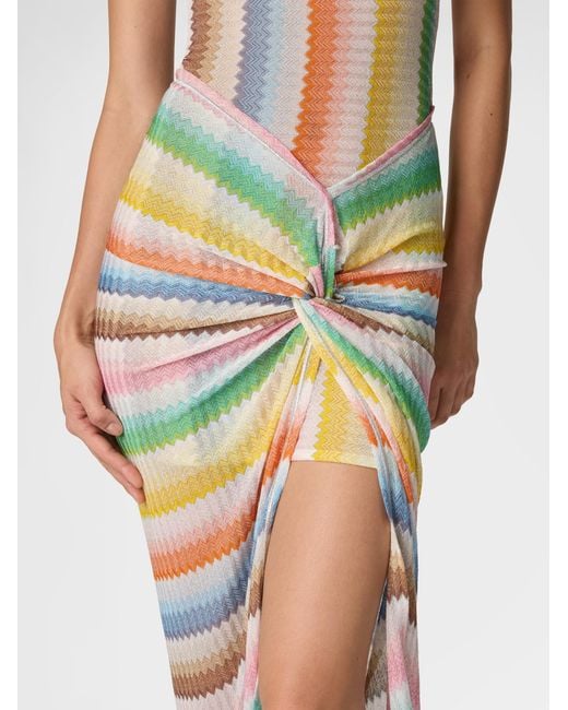 Missoni White Strapless Cover-Up Dress With Dégradé Zigzag Motif