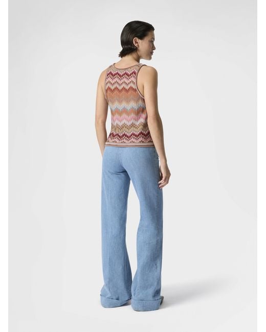 Missoni White Snake-Pattern Viscose Sleeveless Top, & Rust