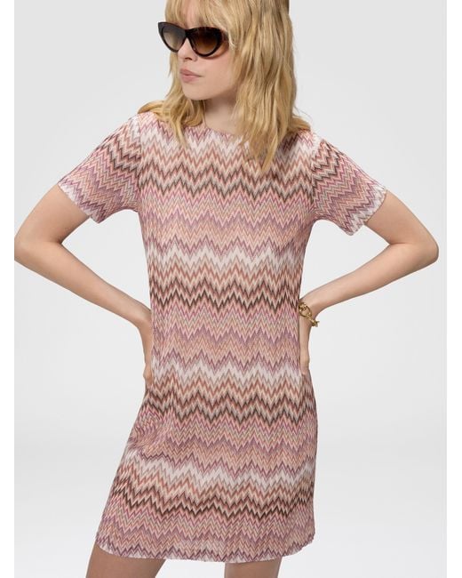 Missoni Pink Short-Sleeve Viscose Mini Dress, & Multicoloured