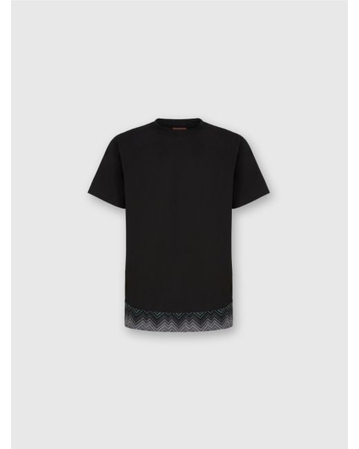 Missoni Black Short Sleeve T-Shirt With Irregular Zigzag Insert for men