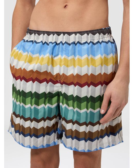 Missoni White Long Printed Swim Shorts With Elastic Waistband for men