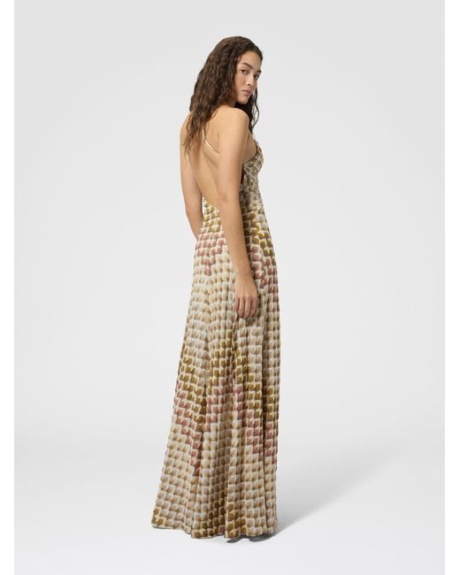 Missoni Metallic Long Viscose Lamé Dress With Crossed Straps