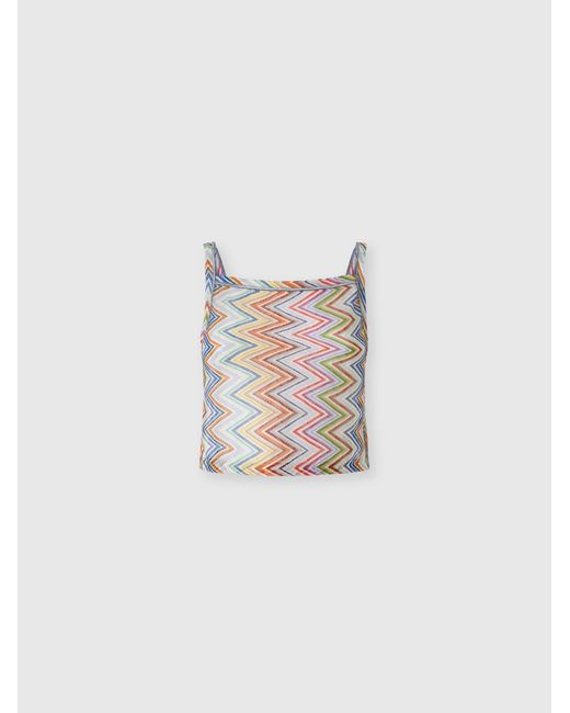 Missoni White Zig Zag Tulle Tank Top With Back Cut-Out