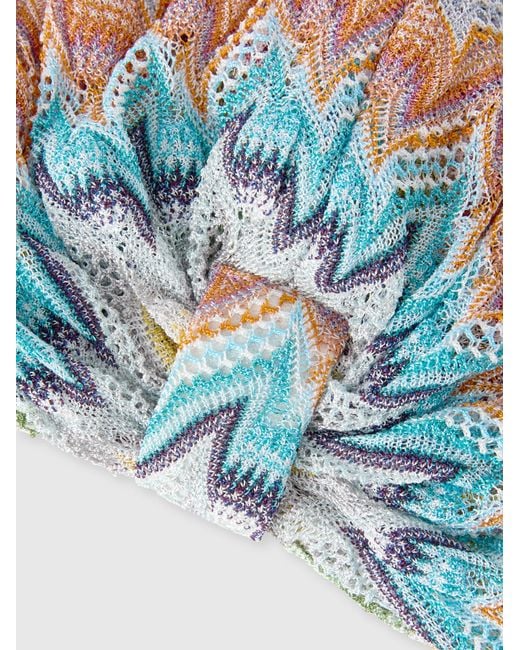 Missoni White Zig Zag Viscose-Blend Lamé Turban