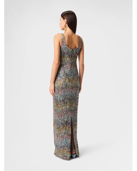 Missoni White Sleeveless Long Dress With Zigzag Texture