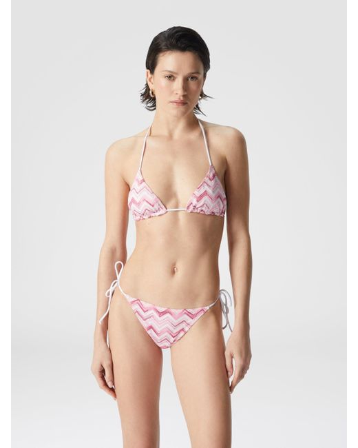 Missoni Pink Slub Zigzag Viscose Blend Bikini