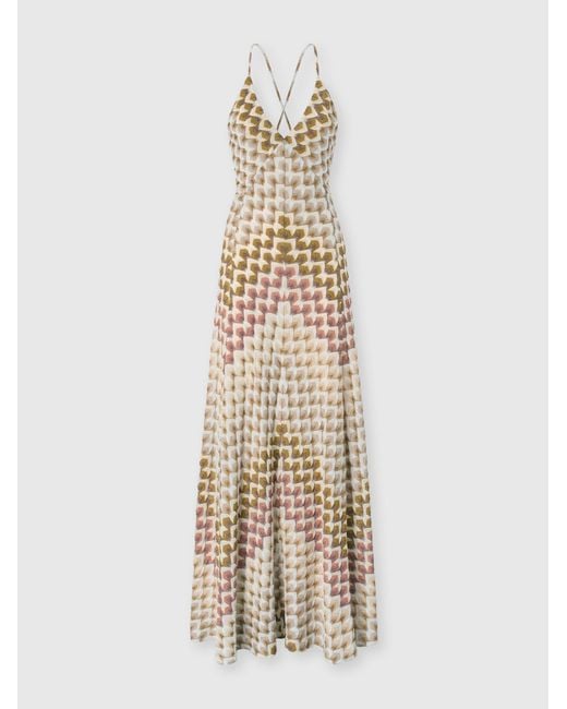 Missoni Metallic Long Viscose Lamé Dress With Crossed Straps