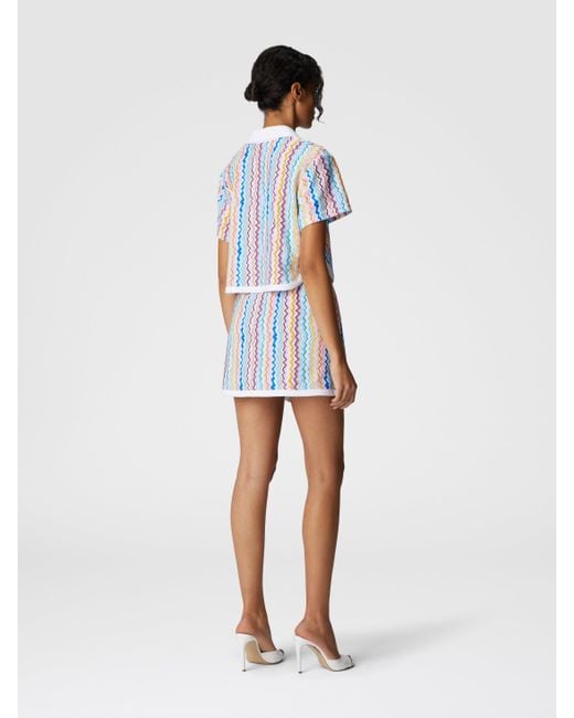 Minigonna A Portafoglio Con Motivo A Zig Zag, Donna, Taglia di Missoni in Blue