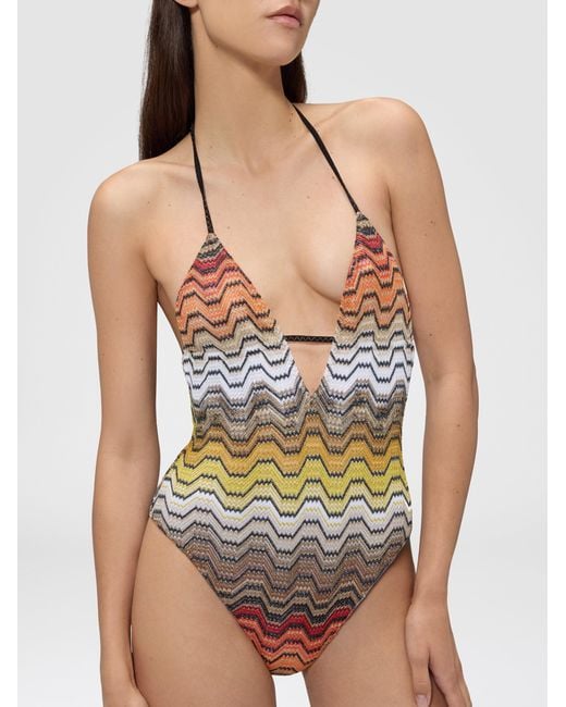 Missoni White One-Piece Swimsuit With Greek Motif