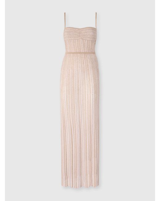 Missoni White Ärmelloses Langes Kleid Mit Lamé-Streifen, Damen, Größe