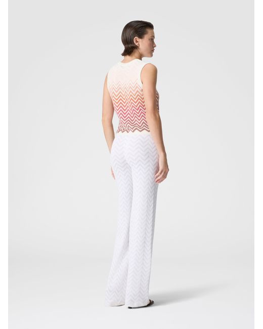 Missoni White Straight-Leg Stretch Chevron Cotton And Viscose Trousers