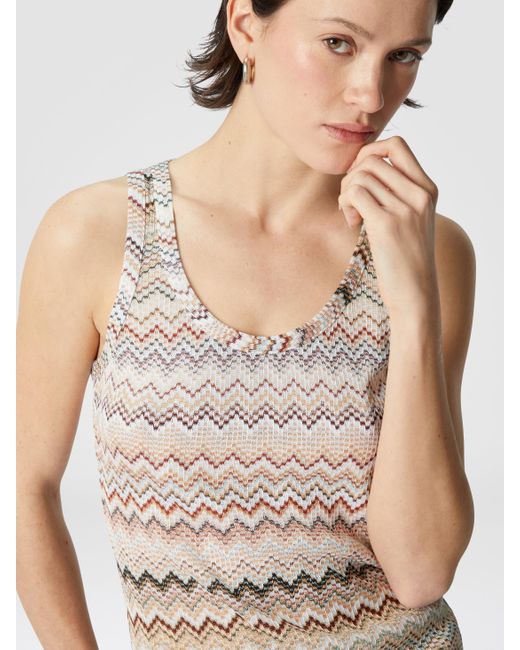 Missoni White Gradient Zig Zag Viscose Tank Top