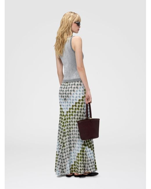 Missoni Green Long Viscose Lamé Skirt With Lace Motif