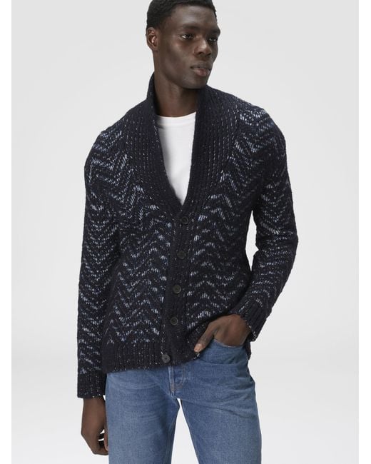 Missoni Blue Buttoned Cardigan With Chevron Pattern for men