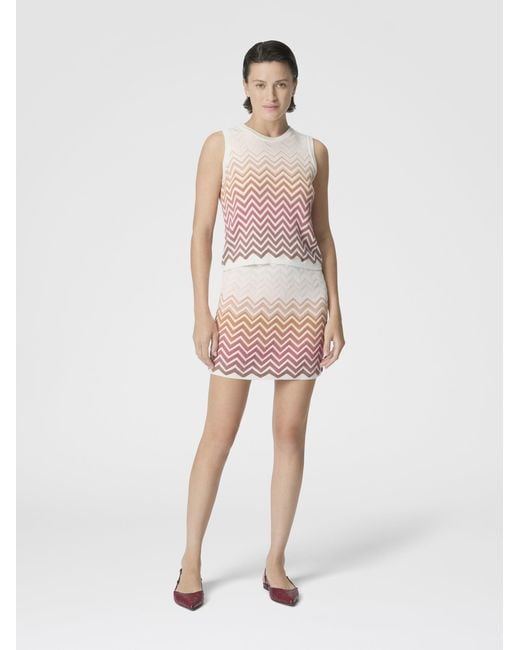 Missoni White Chevron Dégradé Cotton And Viscose Mini Skirt
