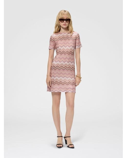 Missoni Pink Short-Sleeve Viscose Mini Dress, & Multicoloured