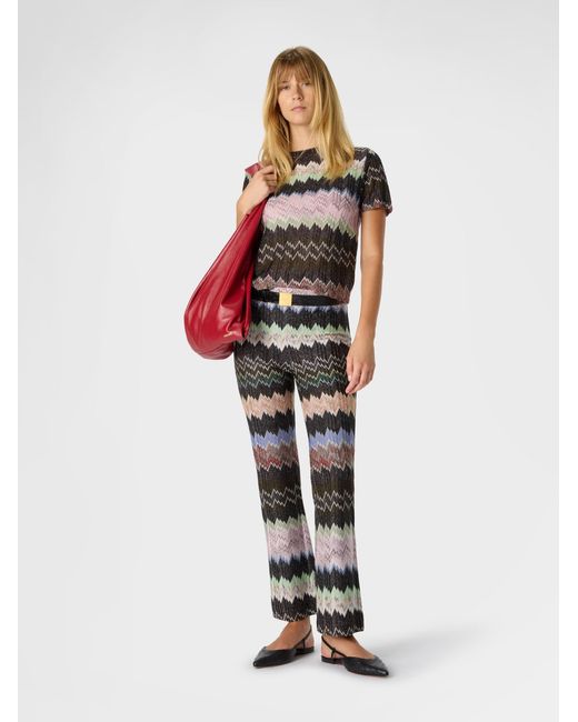 Missoni White Snake-Pattern Viscose Lamé Cropped Trousers
