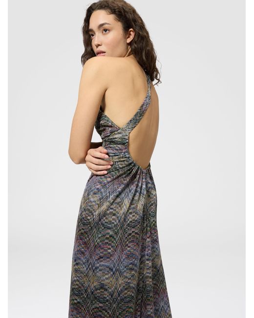 Missoni White One-Shoulder Space-Dye Viscose Long Dress