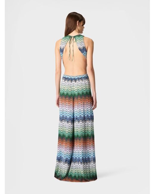 Missoni White Long Jumpsuit With Greek Motif
