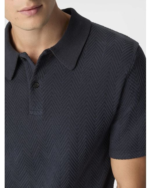 Missoni Blue Cotton And Viscose Polo Shirt With Tone-On-Tone Zigzag Motif for men