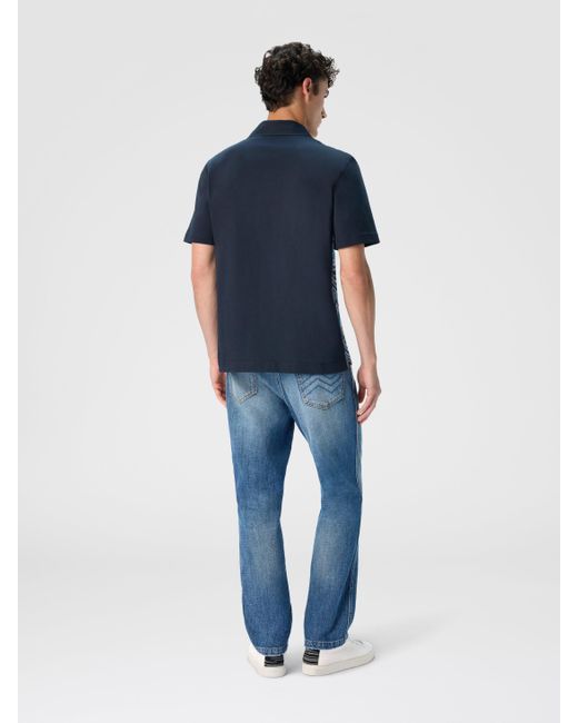 Missoni Blue Crew Neck Sweater With Wave Pattern for men