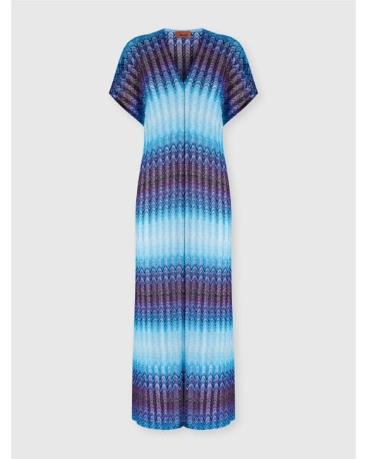 Couverture De Maillot De Bain Longue Avec Décolleté En V, Femme, Taille Missoni en coloris Blue