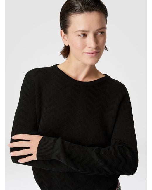 Missoni Black Stretch Chevron Cotton And Viscose Crewneck Sweater