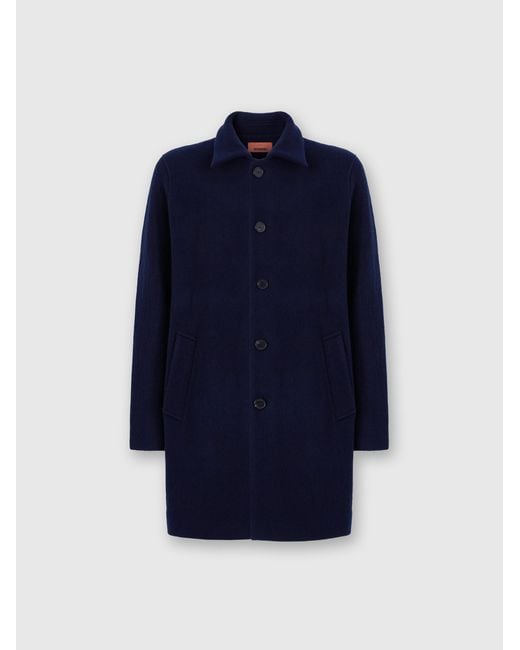 Missoni Blue Double Knit Coat With Zigzag Pattern for men